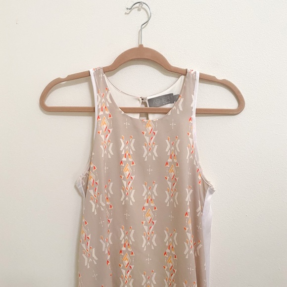 Asher by Fab’rik Taupe Pattern High Low Dress, S - Picture 2 of 8